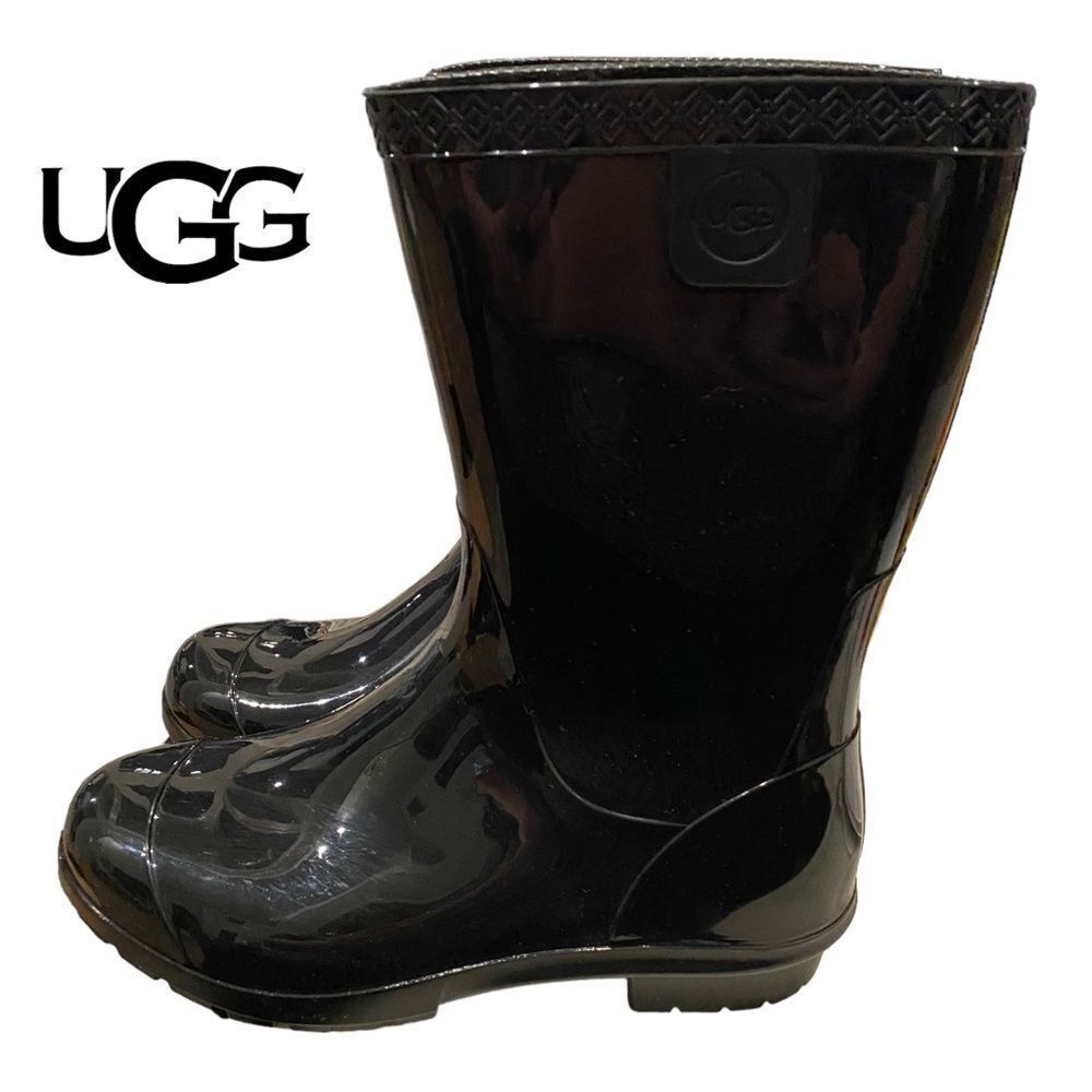 Ugg Raana Shiny Black Kids Rain Boots 2